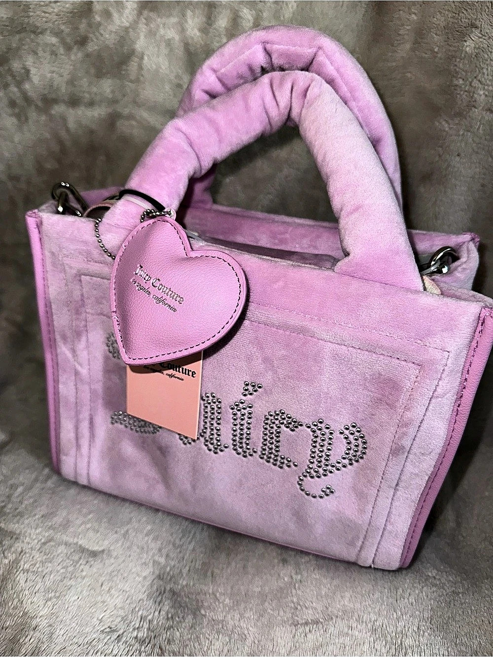 Juicy Couture Velour Rhinestone Mini Tote pink/lilac Shoulder Bag